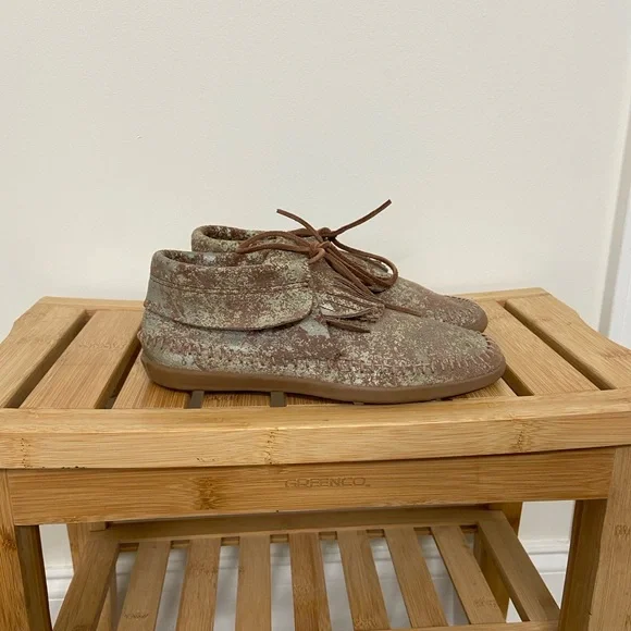 Vans Seea Off The Wall Leather Moccasins Brown and Silver Shoes Womens 6 - Picture 2 of 9